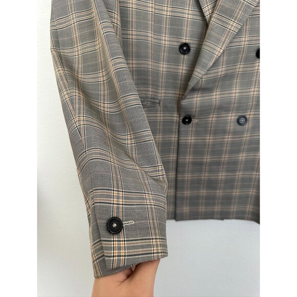 Zara Suits Collection Plaid Double Breasted Wool Blend Blazer Winter Men's 40 - Picture 4 of 9
